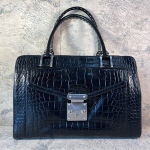 Antonio Melani croc embossed leather structured handbag